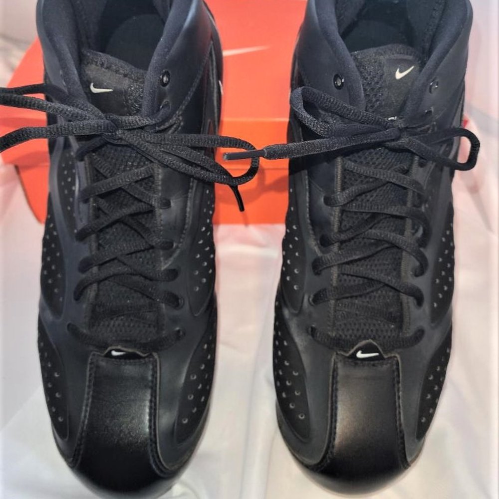 Nike "Air Zoom Blade Pro TD" Cleats, Black, White, Metallic Silver